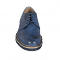 Zapato derby para hombre con cordones en piel y piel trensada azul - Tallas disponibles:  46, 47