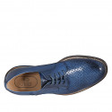 Zapato derby para hombre con cordones en piel y piel trensada azul - Tallas disponibles:  46, 47