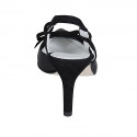 Zapato destalonado para mujer en gamuza y piel negra con elástico y moño tacon 7 - Tallas disponibles:  32, 33, 42, 43