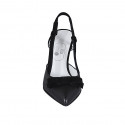 Chaussure ouverte au talon pour femmes en daim et cuir noir avec elastique et noeud talon 7 - Pointures disponibles:  32