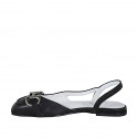 Chaussure ouverte au talon pour femmes en cuir noir avec accessoire talon 1 - Pointures disponibles:  33, 34, 45