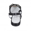 Chaussure ouverte au talon pour femmes en cuir noir avec accessoire talon 1 - Pointures disponibles:  34