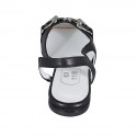 Zapato destalonado para mujer en piel negra con accesorio tacon 1 - Tallas disponibles:  33, 34, 45