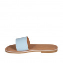 Woman's mules in light blue leather heel 1 - Available sizes:  32, 42, 43, 44