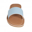 Woman's mules in light blue leather heel 1 - Available sizes:  42, 43