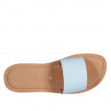 Woman's mules in light blue leather heel 1 - Available sizes:  42, 43