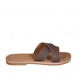Sabot da donna in pelle marrone tacco 1 - Misure disponibili: 32