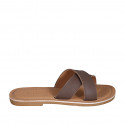 Woman's mules in brown leather heel 1 - Available sizes:  32, 42, 44, 45