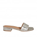 Woman's open mules in platinum printed patent leather heel 2 - Available sizes:  32, 43, 44