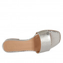Woman's open mules in platinum printed patent leather heel 2 - Available sizes:  32, 43, 44