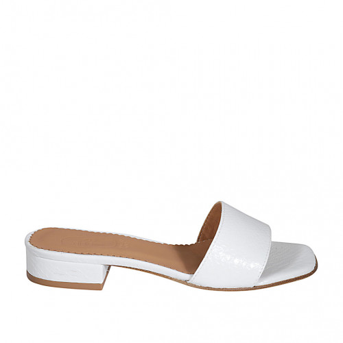 Woman's open mules in white printed...