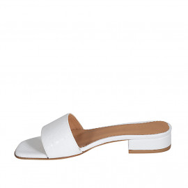 Woman's open mules in white printed patent leather heel 2 - Available sizes:  42 2