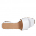 Woman's open mules in white printed patent leather heel 2 - Available sizes:  42