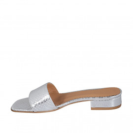 Mule ouverte pour femmes en cuir verni imprimé argent talon 2 - Pointures disponibles:  42, 43 2