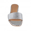 Woman's open mules in silver printed patent leather heel 2 - Available sizes:  32, 42, 43