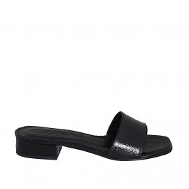 Woman's open mules in black printed patent leather heel 2 - Available sizes:  42