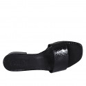 Woman's open mules in black printed patent leather heel 2 - Available sizes:  42