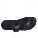 Woman's thong mule in black leather heel 1 - Available sizes:  32, 42, 43