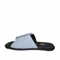 Mule pour femmes en daim bleu clair avec boucle talon compensé 1 - Pointures disponibles:  32