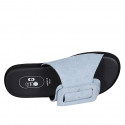 Mule pour femmes en daim bleu clair avec boucle talon compensé 1 - Pointures disponibles:  32