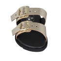 Mule pour femmes avec boucles réglables en cuir imprimé lamé platine talon compensé 1 - Pointures disponibles:  32, 33, 42, 43