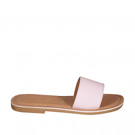 Woman's mules in rose leather heel 1 - Available sizes:  42