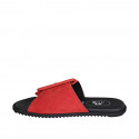 Woman's mules in red suede with buckle wedge heel 1 - Available sizes:  32, 33