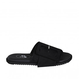 Woman's mules in black suede with buckle wedge heel 1 - Available sizes: 32, 34, 43