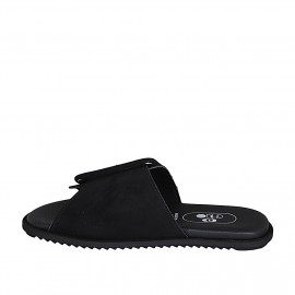 Woman's mules in black suede with buckle wedge heel 1 - Available sizes:  32, 34 2