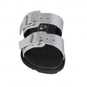 Sabot da donna con fibbie regolabili in pelle stampata laminata argento zeppa 1 - Misure disponibili: 33, 34, 42, 43, 44