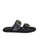 Sabot da donna con fibbie regolabili in pelle nera zeppa 1 - Misure disponibili: 32, 34, 42, 43, 46