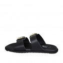 Sabot da donna con fibbie regolabili in pelle nera zeppa 1 - Misure disponibili: 32, 34, 42, 43, 46