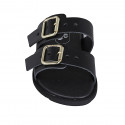 Mule pour femmes avec boucles réglables en cuir noir talon compensé 1 - Pointures disponibles:  32