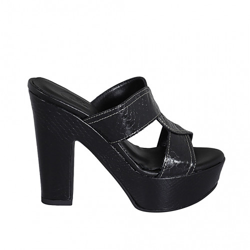 Woman's open mules in black printed...