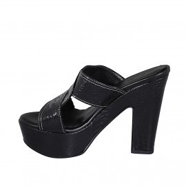 Mules pour femmes en cuir verni imprimé noir talon 12 - Pointures disponibles:  42 2