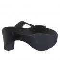 Woman's open mules in black printed patent leather heel 12 - Available sizes:  33, 34, 42, 43