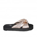 Woman's mule in copper laminated leather with knot and wedge heel 2 - Available sizes:  33, 34, 42, 43, 44