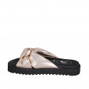Woman's mule in copper laminated leather with knot and wedge heel 2 - Available sizes:  33, 34, 42, 43, 44