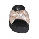 Woman's mule in copper laminated leather with knot and wedge heel 2 - Available sizes:  33, 34, 42, 43, 44