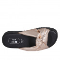 Woman's mule in copper laminated leather with knot and wedge heel 2 - Available sizes:  33, 34, 42, 43, 44