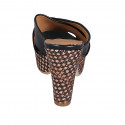 Woman's mules in black leather with platform and braided heel 9 - Available sizes:  31, 32, 42, 43