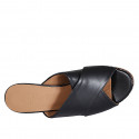 Woman's mules in black leather with platform and braided heel 9 - Available sizes:  31, 32, 34, 42, 43