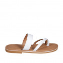 Woman's thong mules in white leather heel 1 - Available sizes:  43, 44