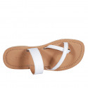 Woman's thong mules in white leather heel 1 - Available sizes:  43, 44