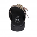 Mule pour femmes avec boucles réglables en cuir nue talon compensé 2 - Pointures disponibles:  42