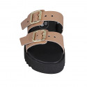 Mule pour femmes avec boucles réglables en cuir nue talon compensé 2 - Pointures disponibles:  42
