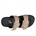 Mule pour femmes avec boucles réglables en cuir nue talon compensé 2 - Pointures disponibles:  42