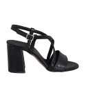 Woman's sandal in black printed patent leather heel 7 - Available sizes:  33, 43, 44, 45, 46