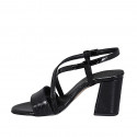 Sandale pour femmes en cuir verni imprimé noir talon 7 - Pointures disponibles:  43, 44