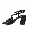 Sandalo da donna in vernice stampata nera tacco 7 - Misure disponibili: 33, 43, 44, 45, 46